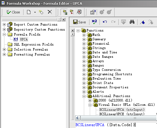 upca barcode crystal reports UFL