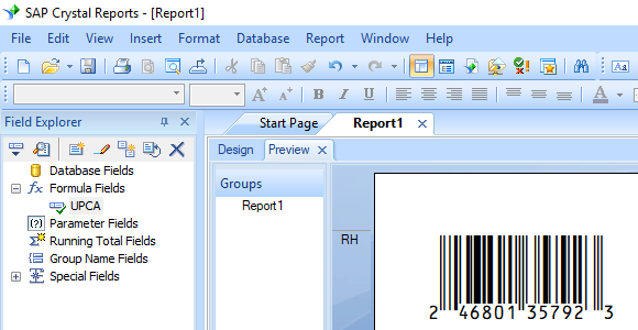upca barcode crystal reports