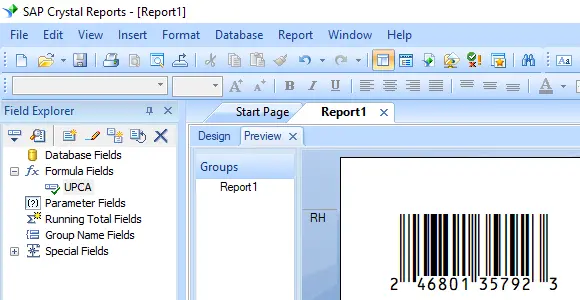 Upc-a barcode crystal reports