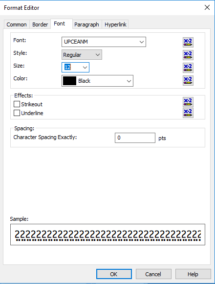 upca barcode font crystal reports