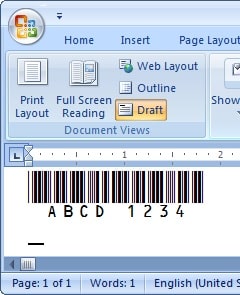 code39 barcode in MS Word