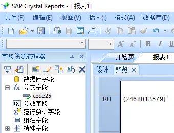 code25 条码 水晶报表 公式 字段