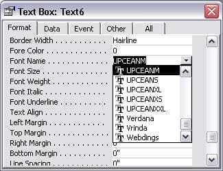 UPCA 條碼 access 字體 